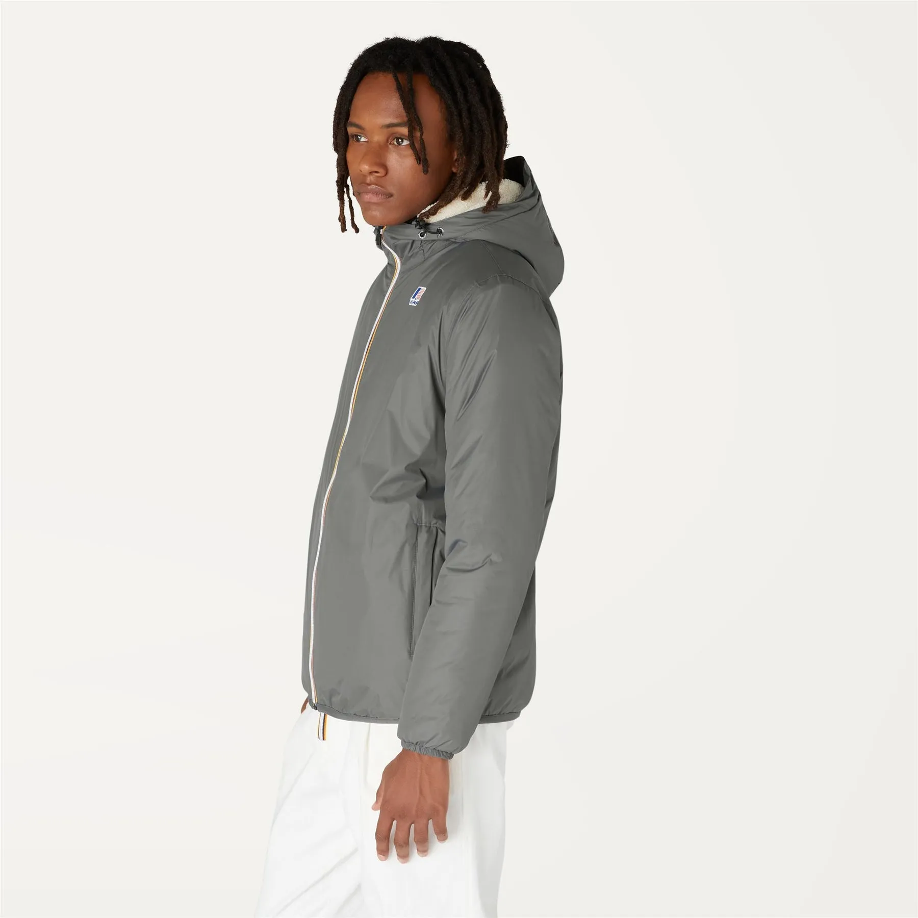 Claude Orsetto - Unisex Sherpa Lined Waterproof Full Zip Rain Jacket in Grey Smoked