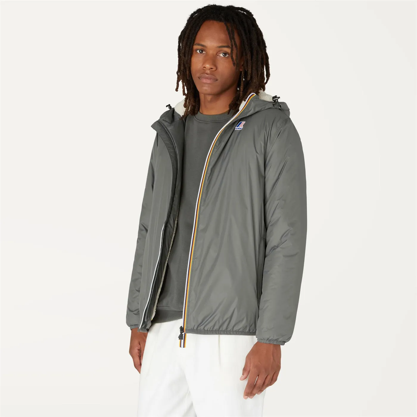 Claude Orsetto - Unisex Sherpa Lined Waterproof Full Zip Rain Jacket in Grey Smoked