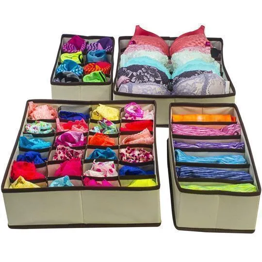 Collapsible closet underwear organizer - 4-piece set