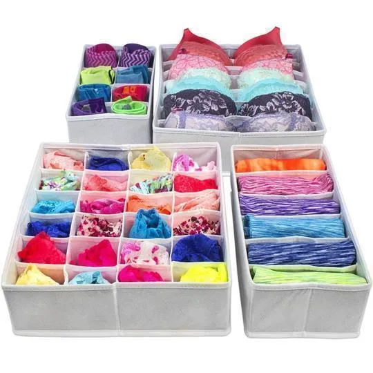 Collapsible closet underwear organizer - 4-piece set