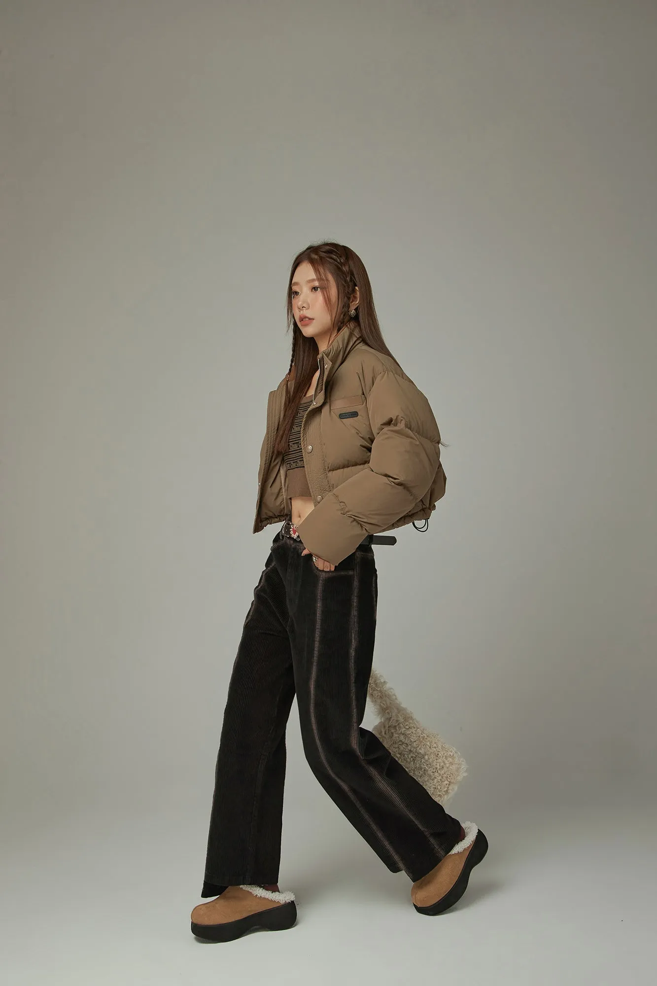 Color Corduroy Printed Line Pants