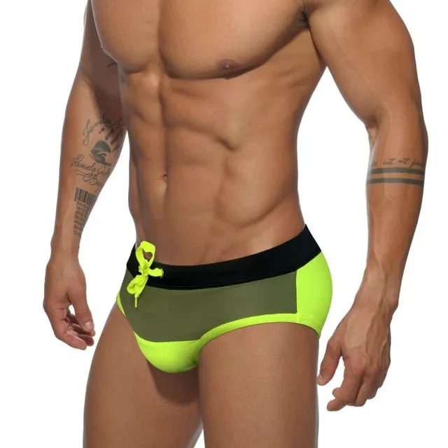 Colorful Solid Geometric Sporty Men Brief