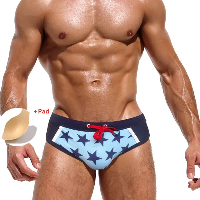 Colorful Solid Geometric Sporty Men Brief