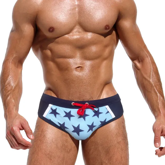 Colorful Solid Geometric Sporty Men Brief