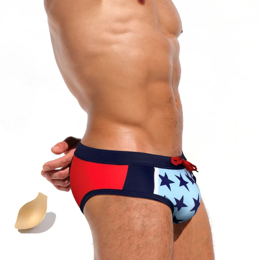 Colorful Solid Geometric Sporty Men Brief