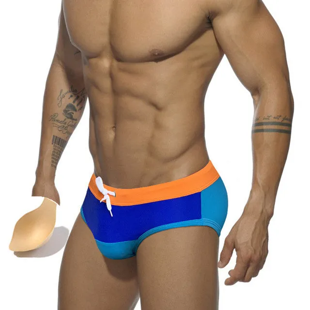 Colorful Solid Geometric Sporty Men Brief