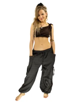 Cotton Spiral Harem Pants Charcoal