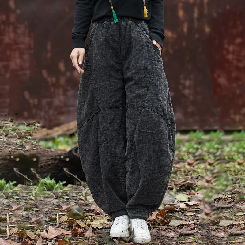 Cozy Linen Harem Trousers for Women - Winter Bloomers