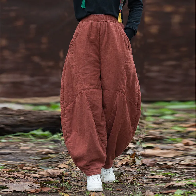 Cozy Linen Harem Trousers for Women - Winter Bloomers