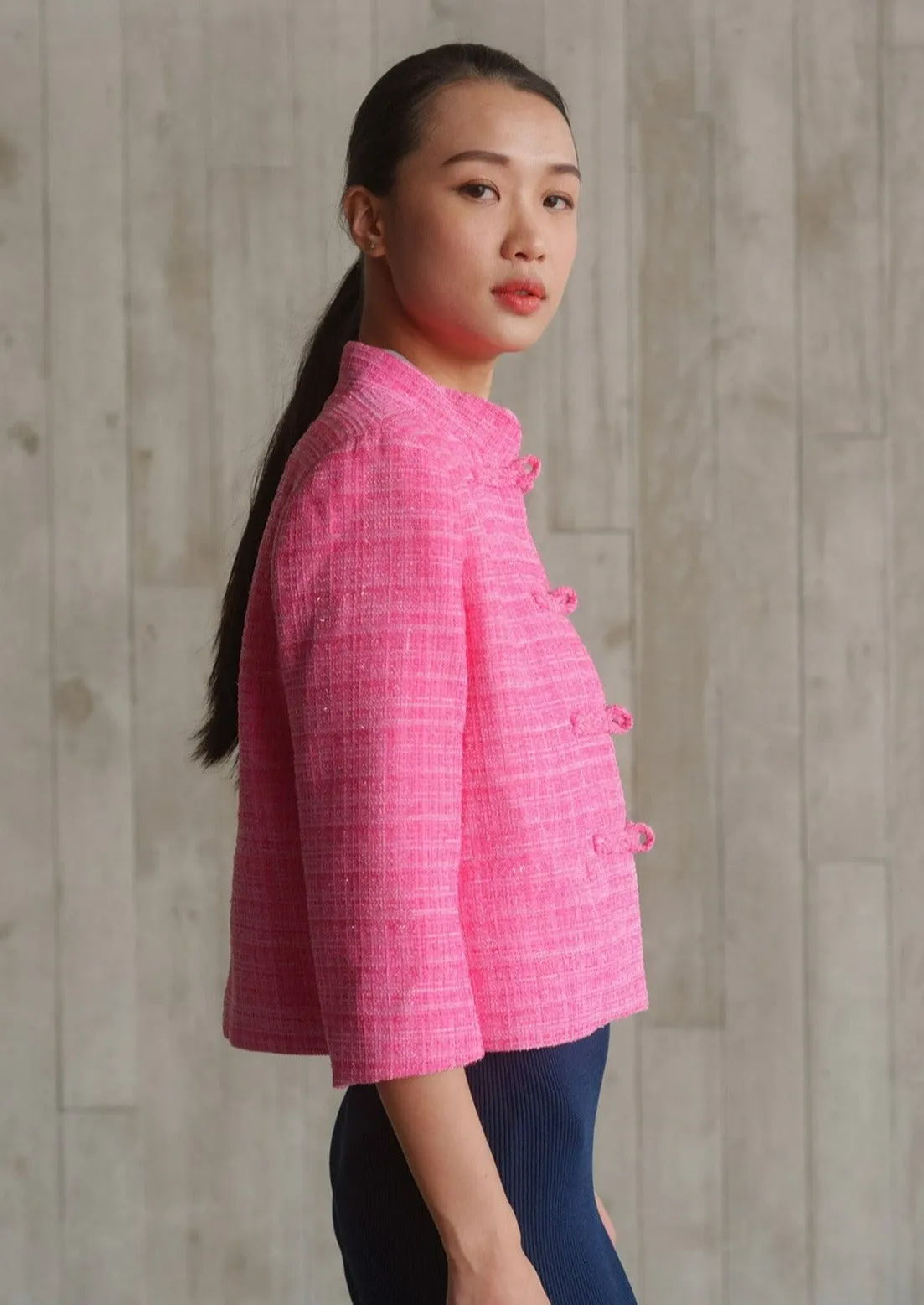 Cropped Tweed Tang Jacket (Pink Lady)