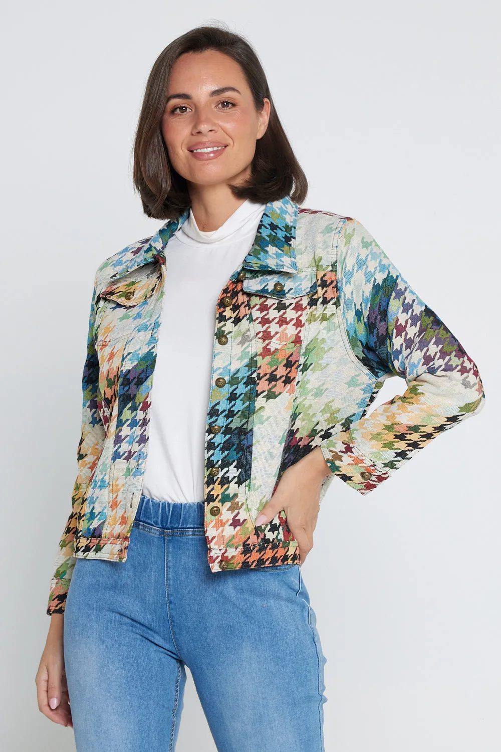 Dakota Jacket - Rainbow Houndstooth