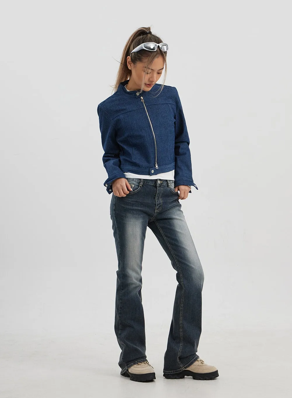 Dark Wash Mid-Rise Bootcut Jeans CJ325