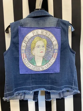 Death Stitch - Elizabeth Warren Women's Denim Vest MD