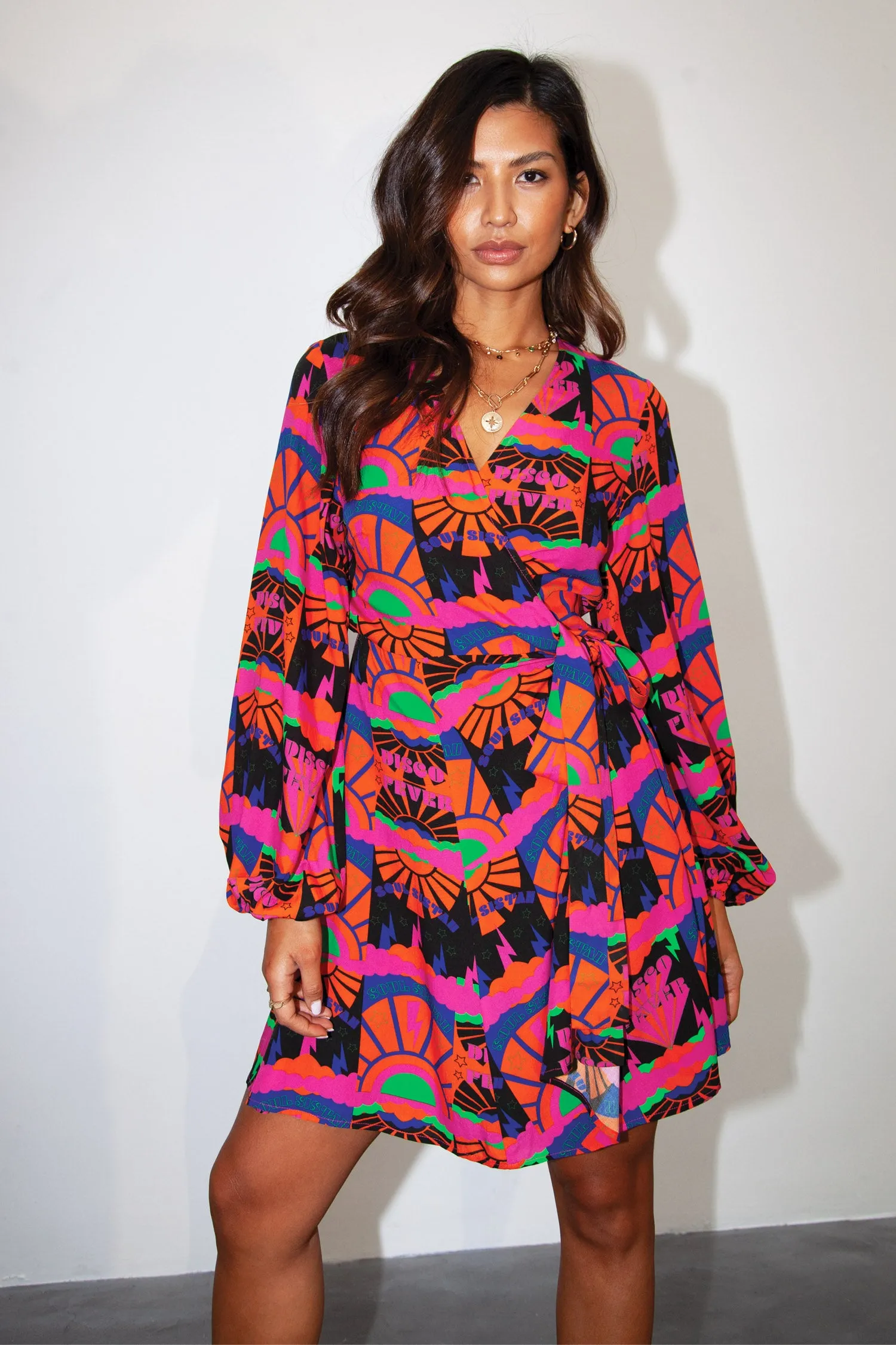 Disco Groove Wrap Dress