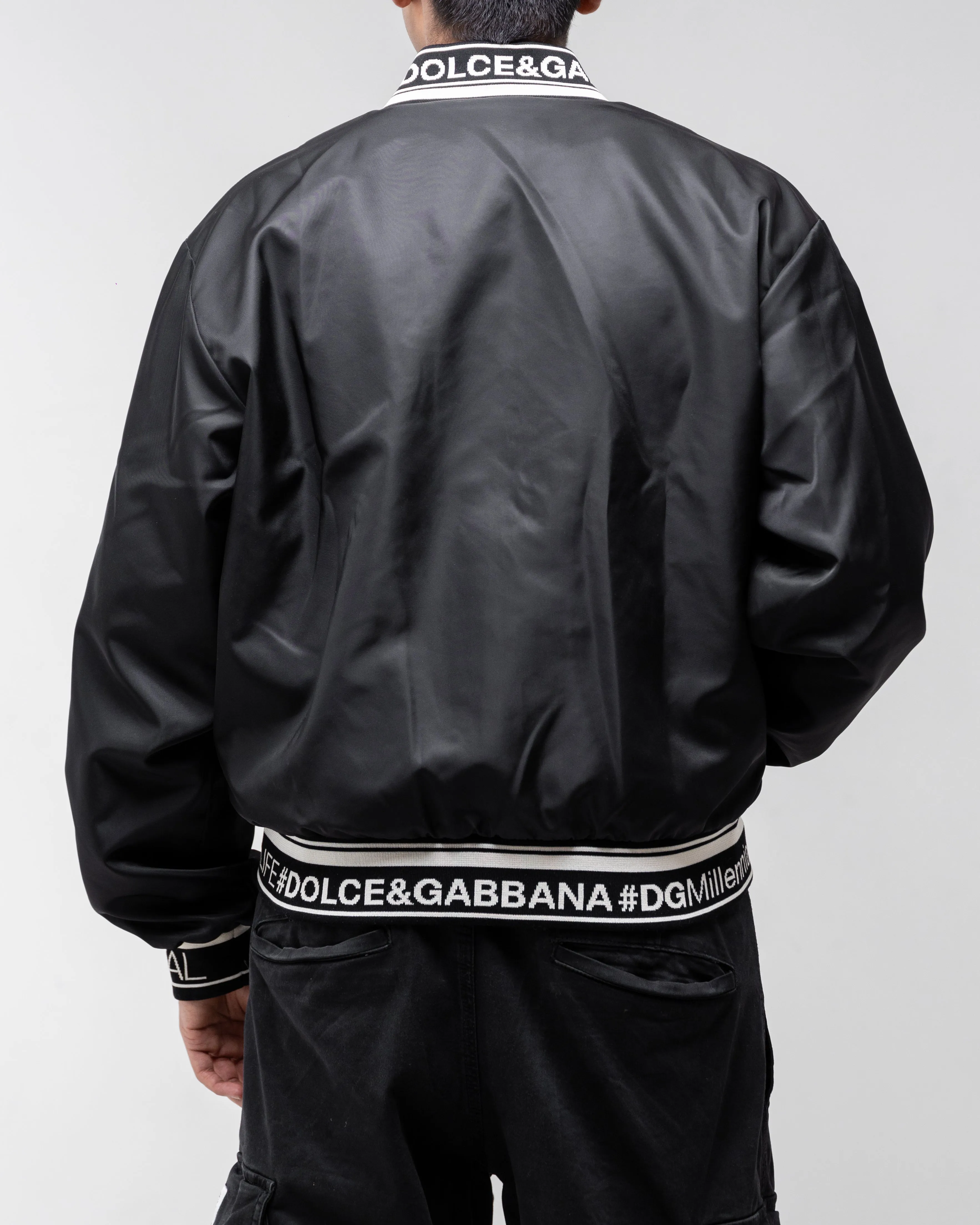 DOLCE & GABBANA BLACK BOMBER JACKET