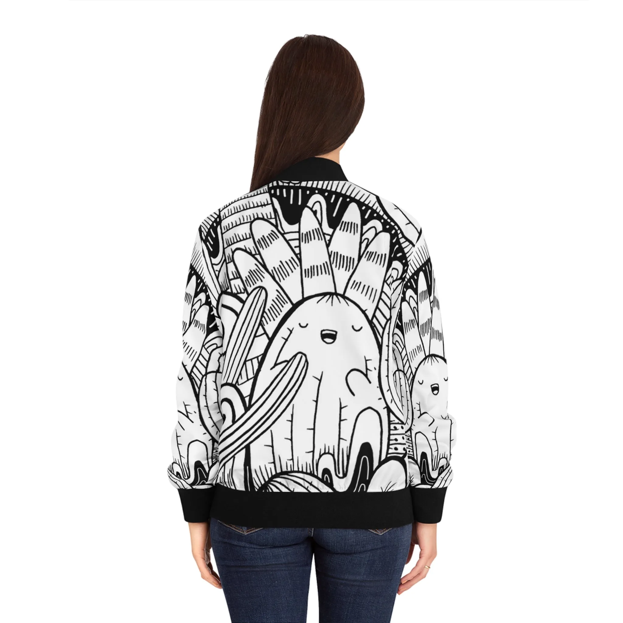 Doodle Cactus - Inovax Women's Bomber Jacket