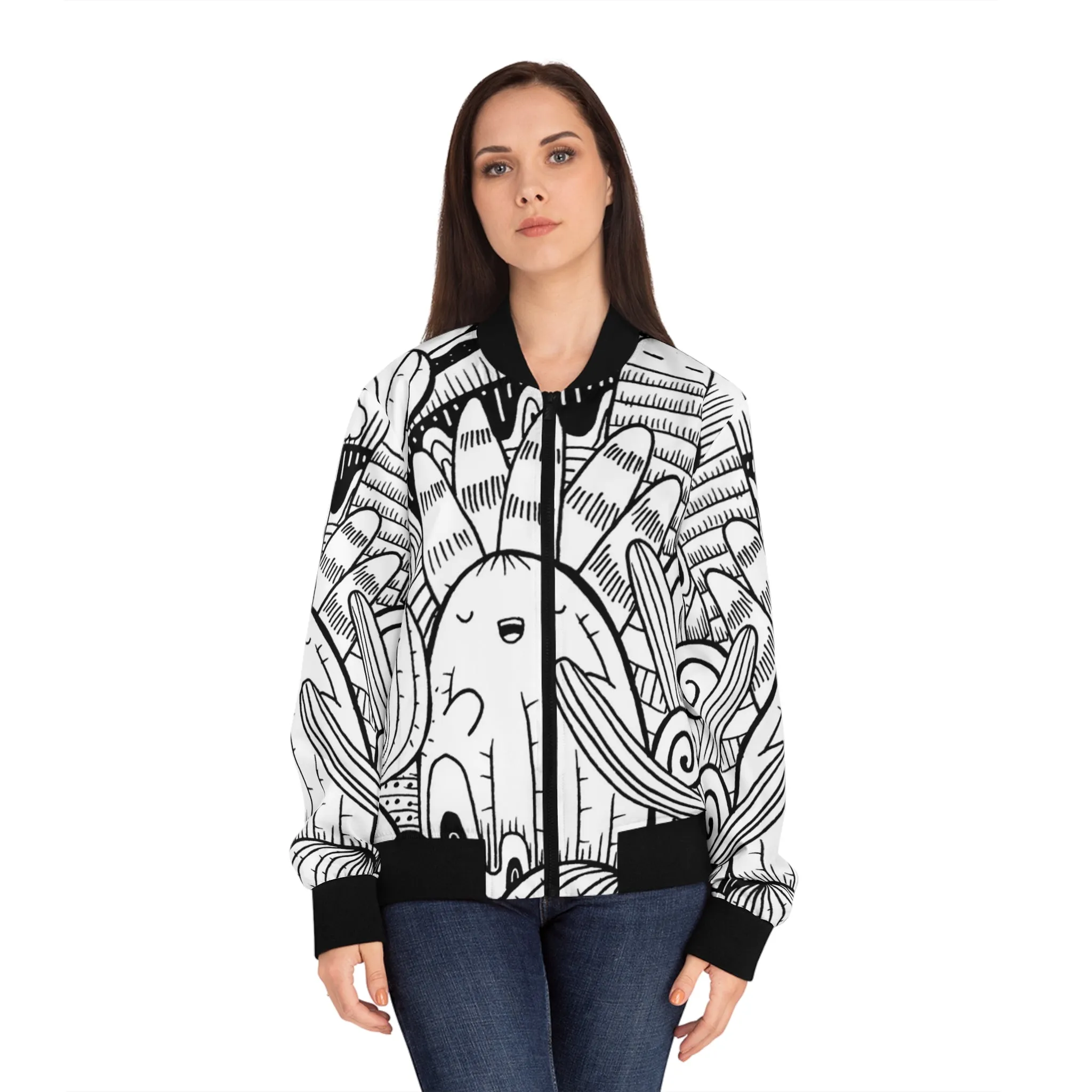 Doodle Cactus - Inovax Women's Bomber Jacket