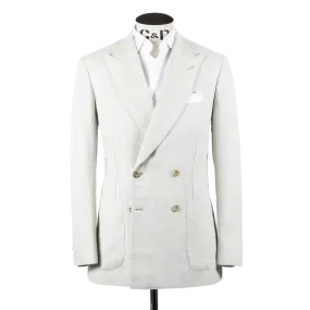 Double Breasted Peak Lapel Jacket in Natural Linen