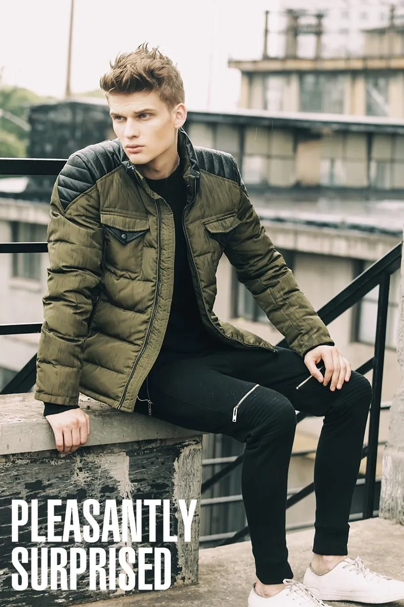 Double Pocket Men Army Green Fashion Jacket For Autumn and Winter