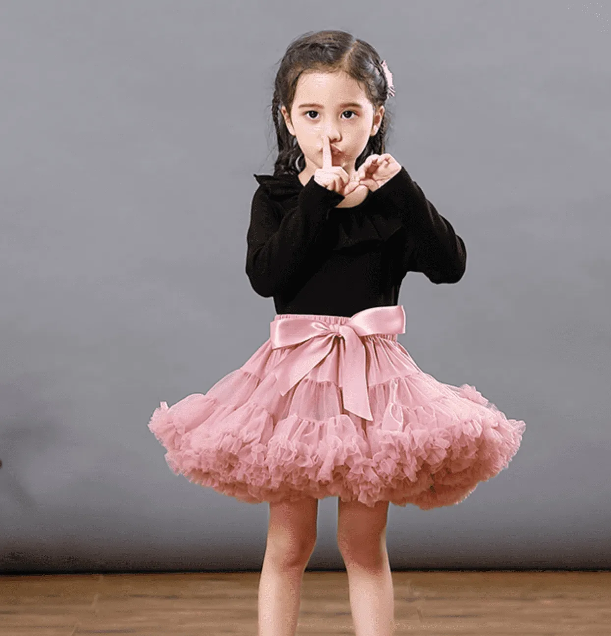 Dusty Pink Fluffy Layered Tutu Skirt -  Girls Ballerina Pettiskirt