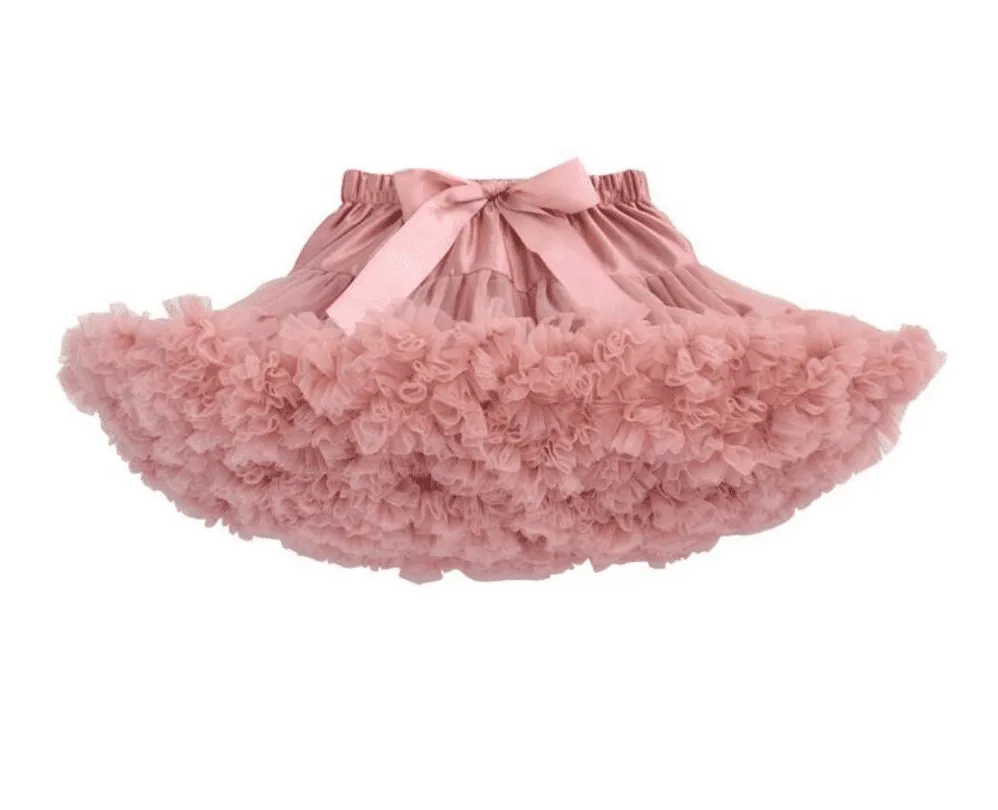 Dusty Pink Fluffy Layered Tutu Skirt -  Girls Ballerina Pettiskirt