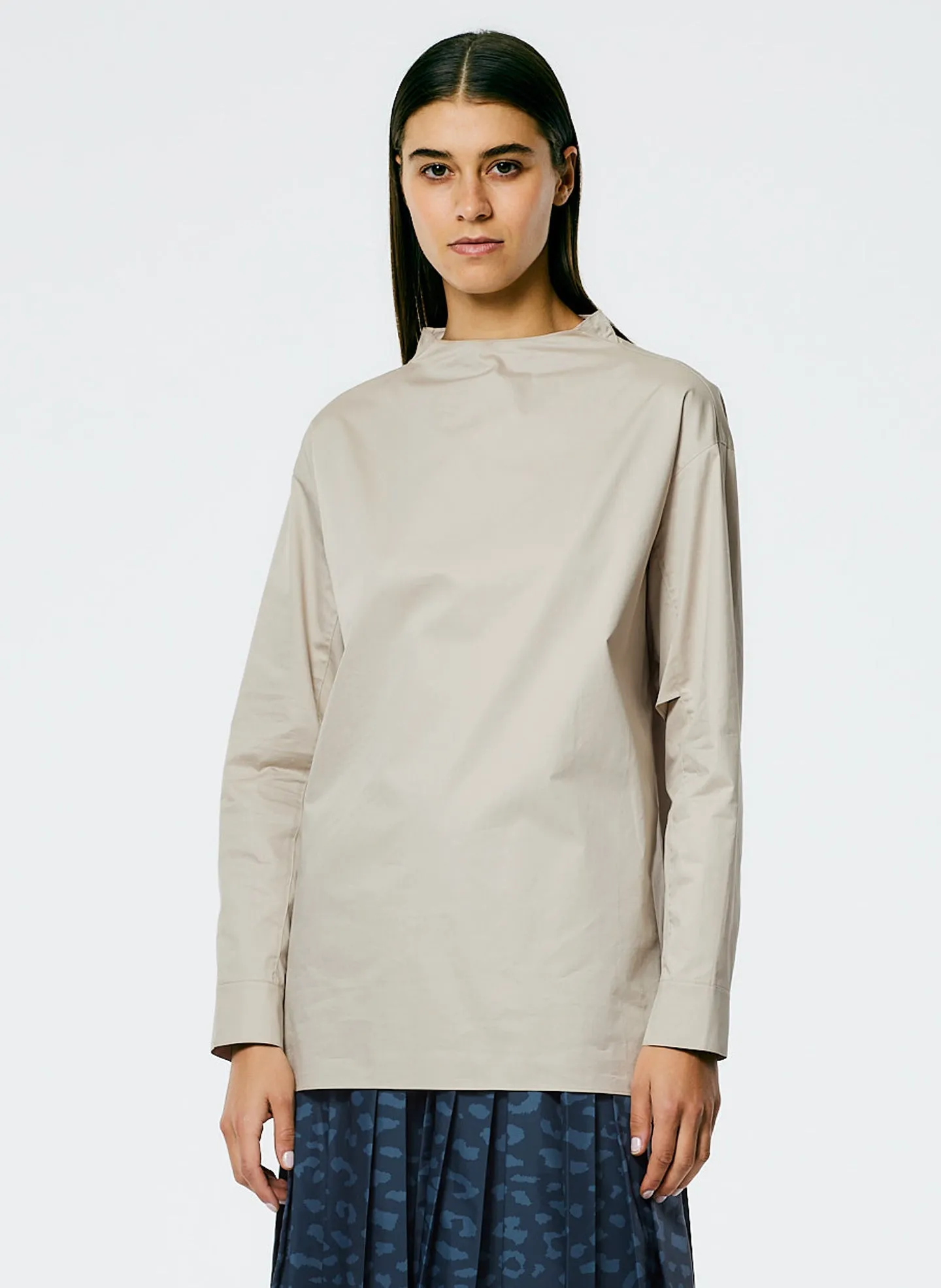 Eco Poplin Funnelneck Top