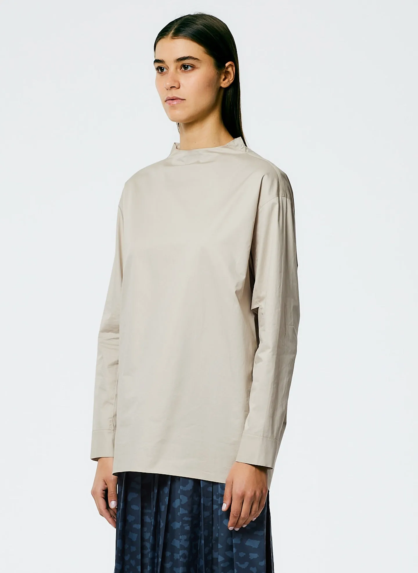 Eco Poplin Funnelneck Top