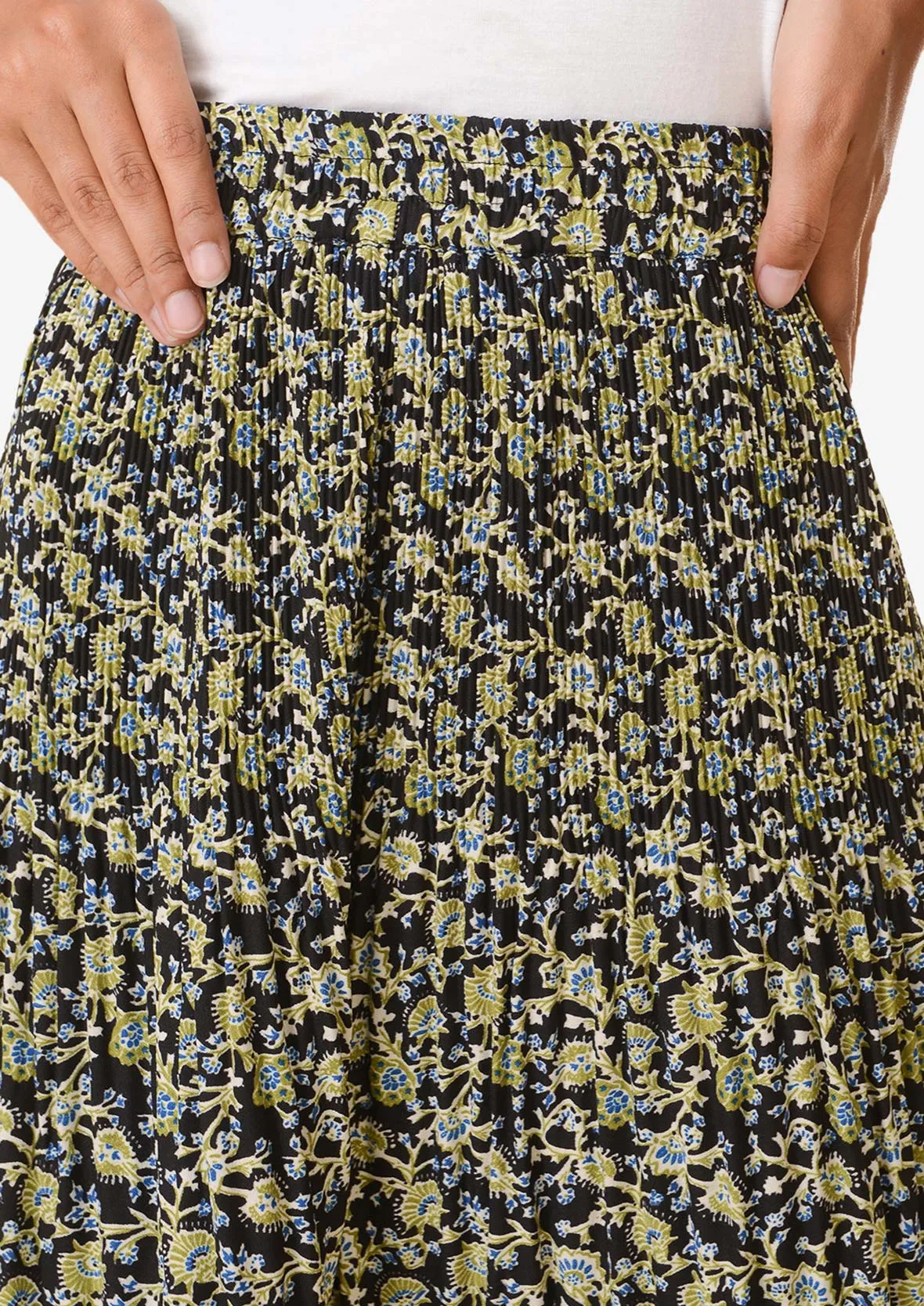 Elasticated Printed Midi Skirt