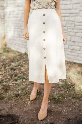 Etta Linen Midi Skirt in Cream