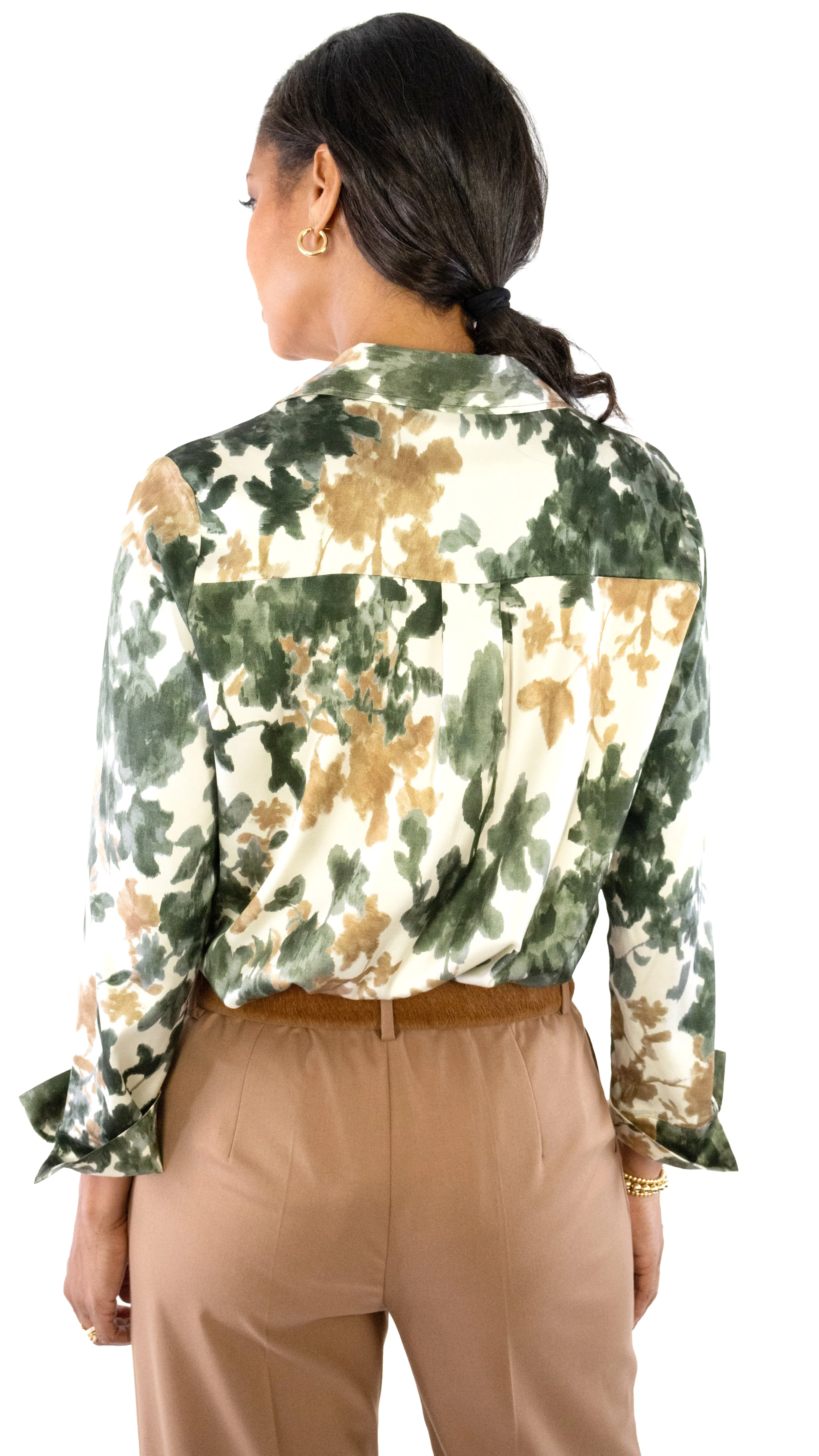 Fall Floral Camicia Blouse - Cream / Grey / Brown