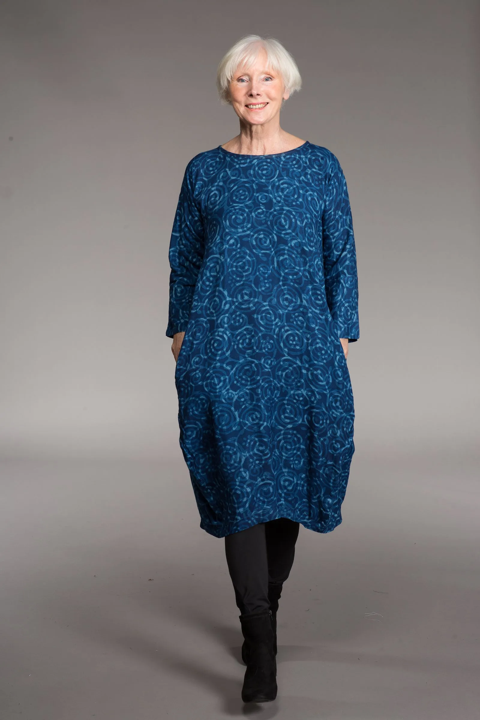 Farah Dress Hand-Block Printed Moss Crepe Sustainable