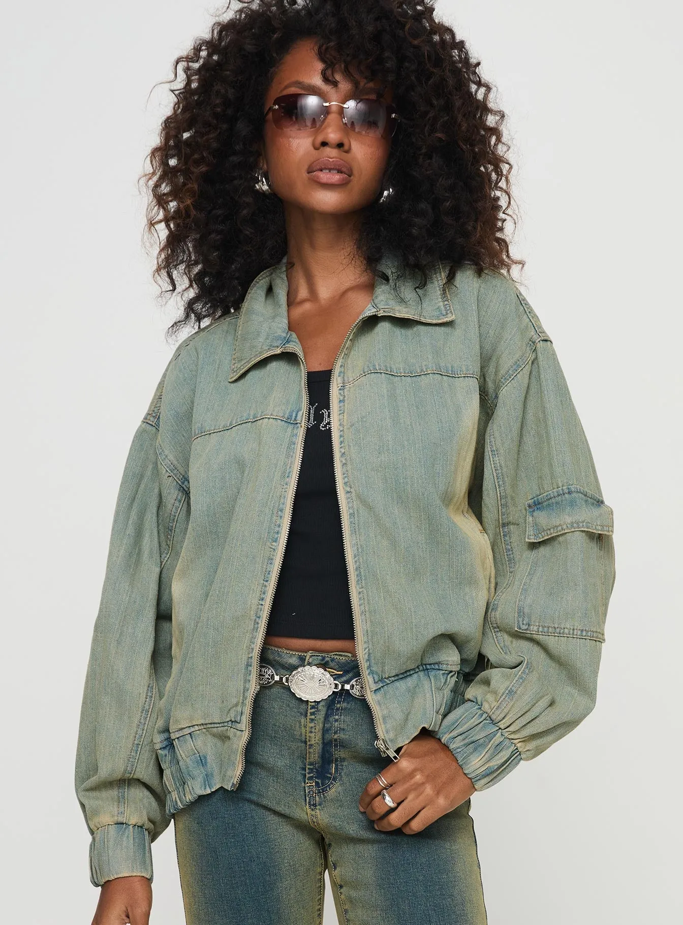 Fashionkova Korbin Denim Bomber Jacket Antique Wash