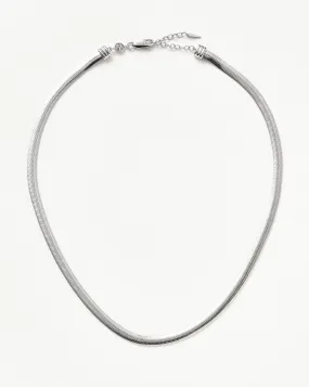 Flat Snake Chain Necklace | Rhodium Plated on Recycled Sterling Silver