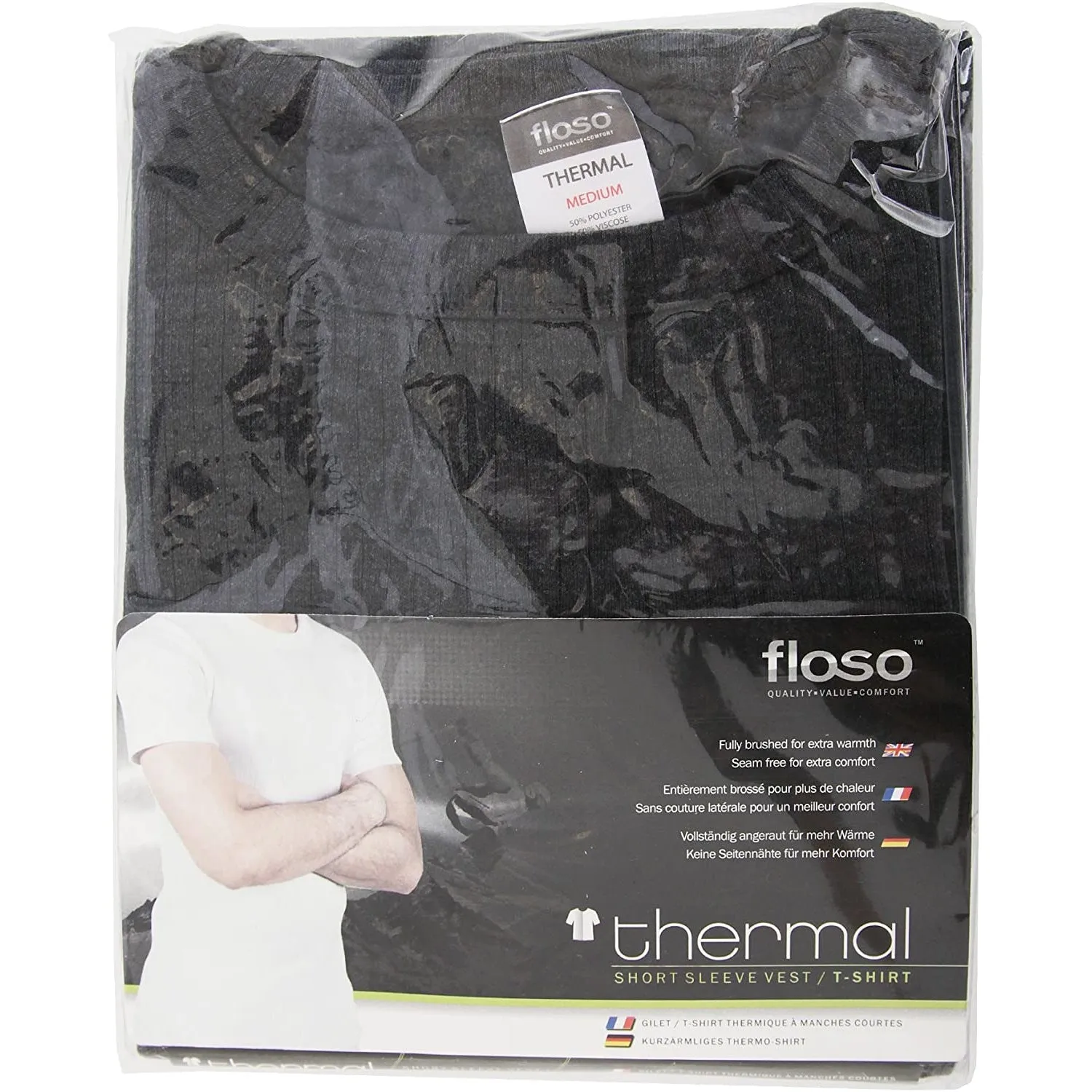 FLOSO Mens Thermal Underwear Short Sleeve Vest Top (Viscose Premium Range)