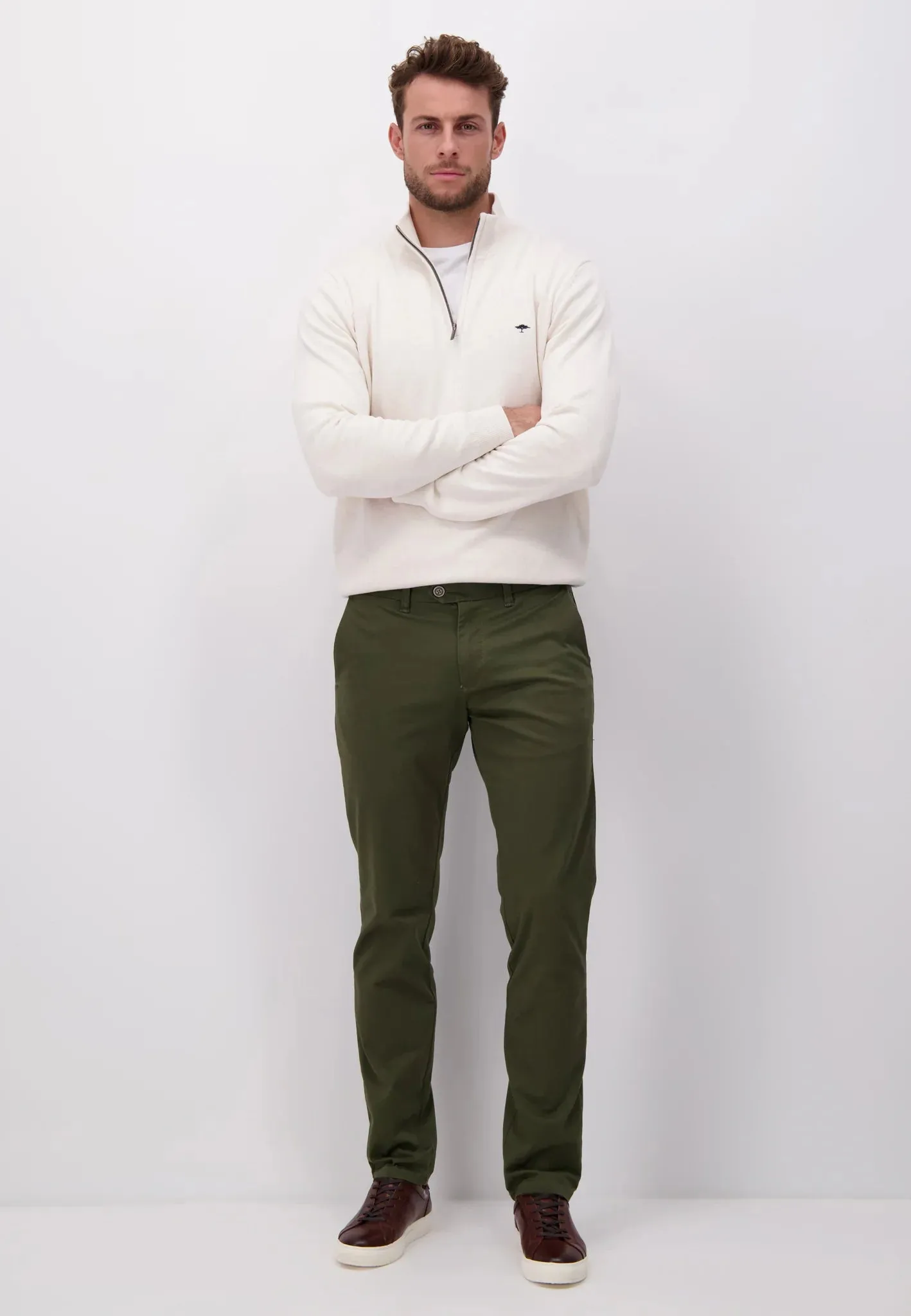 FYNCH HATTON Togo Chino Trousers - Men's Stretch Cotton – Olive