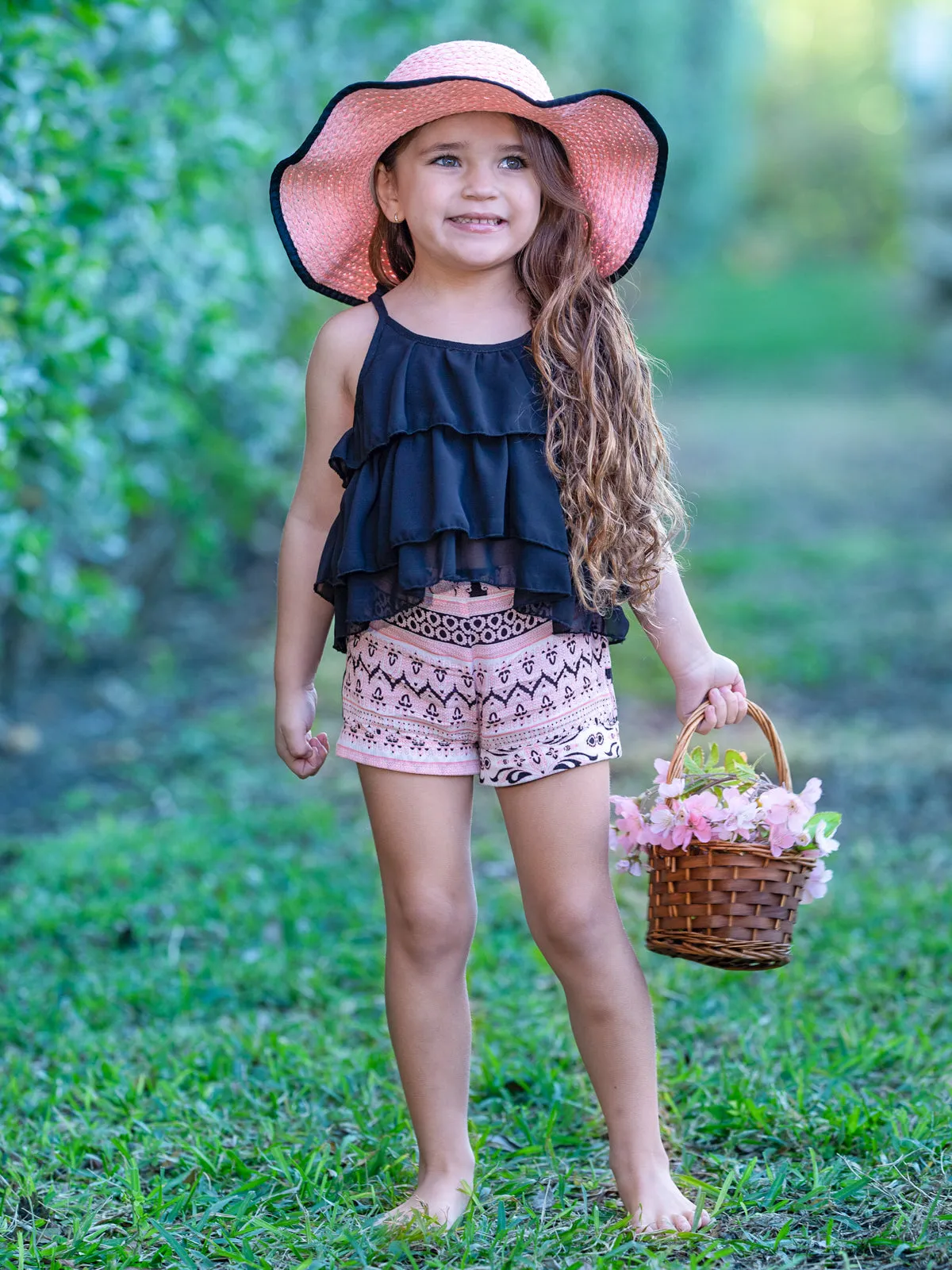 Girls Follow My Lead Crop Top and Cuffed Short Set