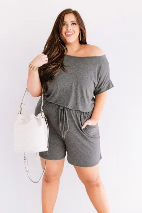 Hit Refresh Romper In Charcoal Curves