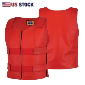 HL11643 RED Men Bullet Proof Style Leather Vest for Bikers Clubs