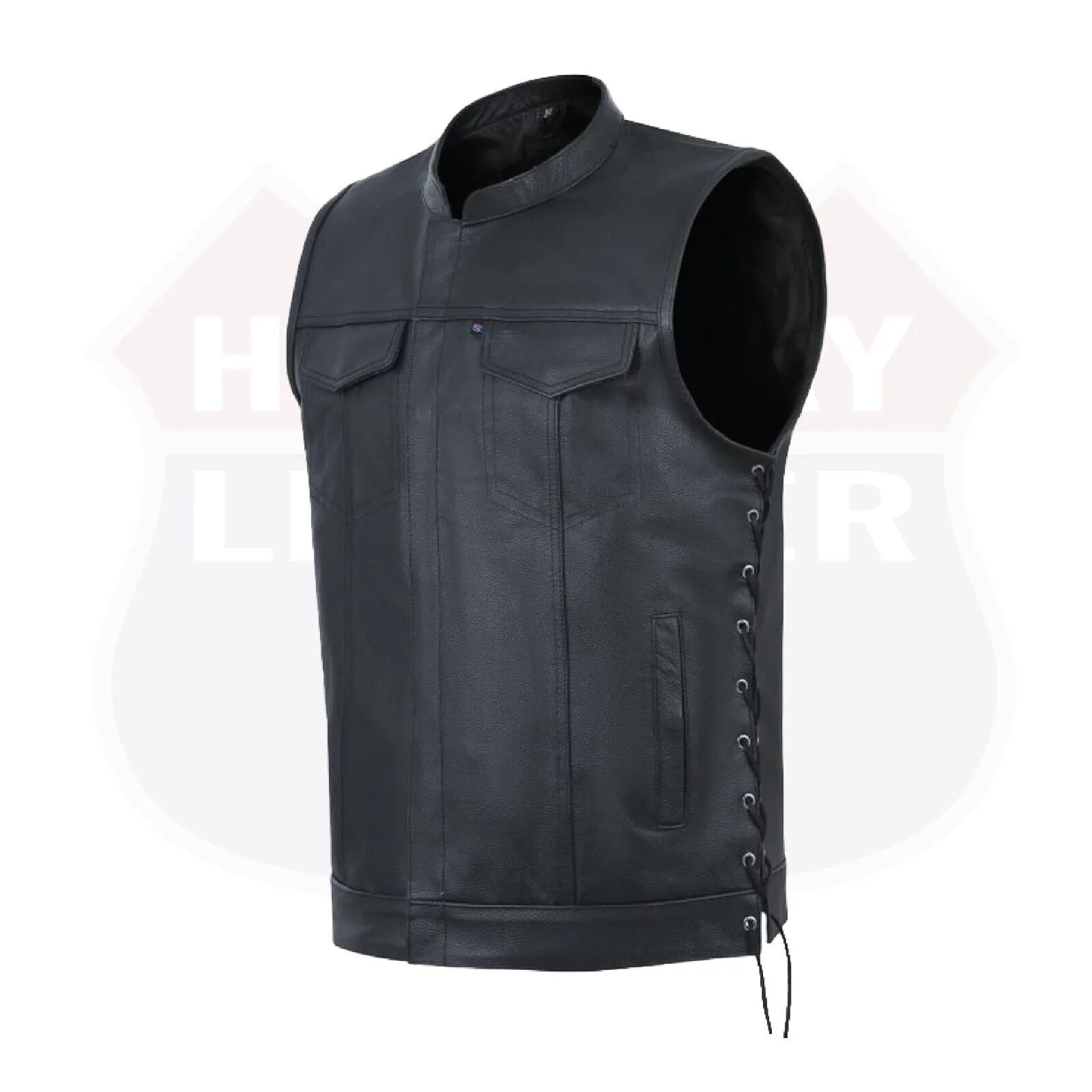 HL11685SPT SOA Men's Leather Vest Anarchy Motorcycle Club Concealed Carry Side Lace