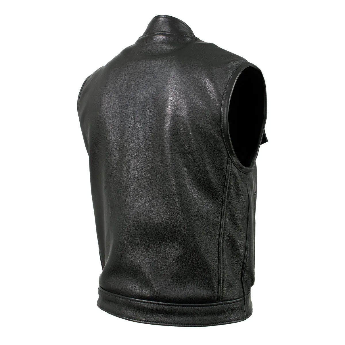 Hot Leathers VSM5004 USA Made Men's 'Chaos' Black Premium Dual Closure Leather Vest