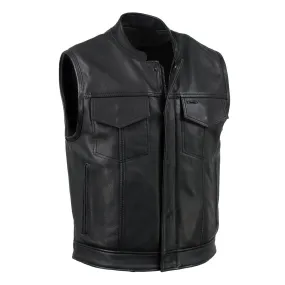 Hot Leathers VSM5004 USA Made Men's 'Chaos' Black Premium Dual Closure Leather Vest