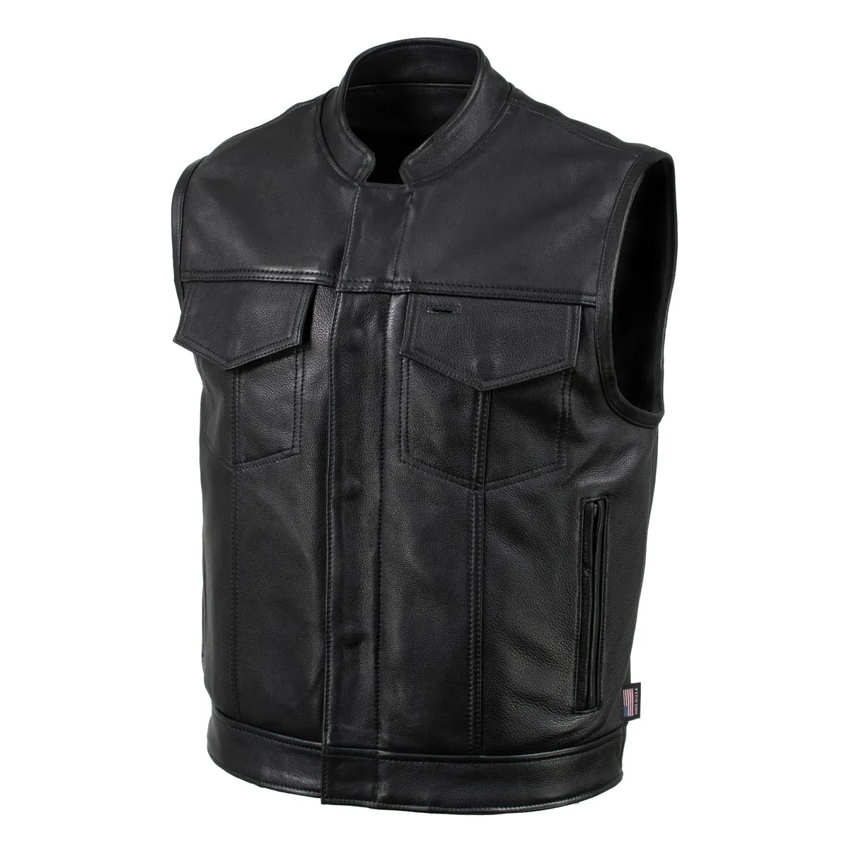 Hot Leathers VSM5004 USA Made Men's 'Chaos' Black Premium Dual Closure Leather Vest