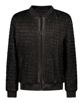 Icon Ruched Leather Bomber - Black