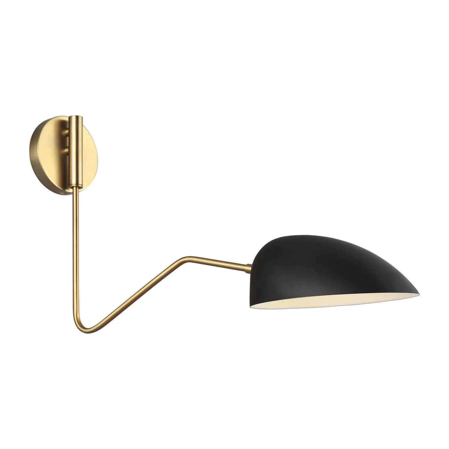 Jane 1-Light Swing Arm Sconce in Midnight Black/Burnished Brass