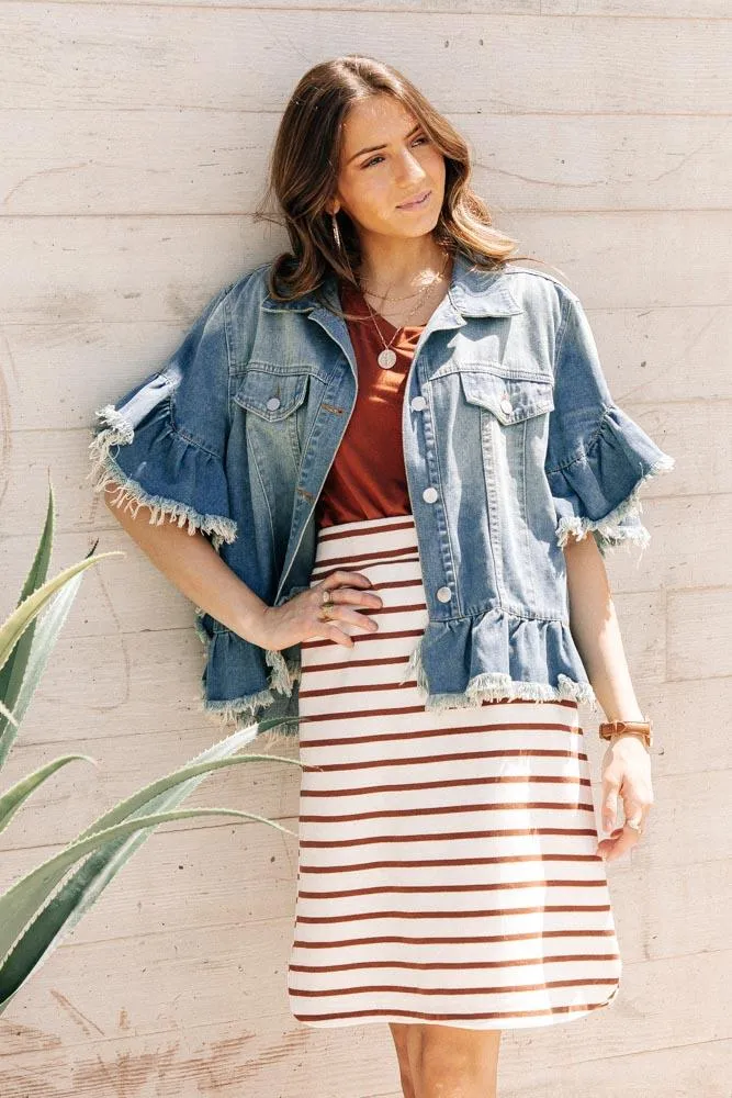 Knee-Length Striped Skirt