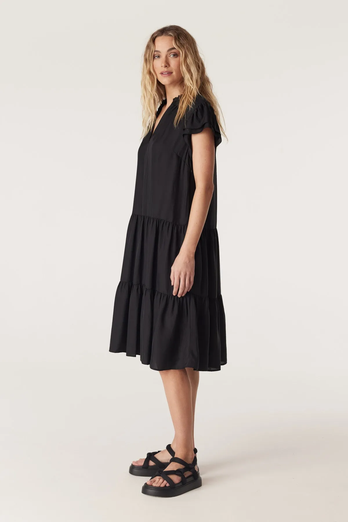 Laura Frill Dress - Black