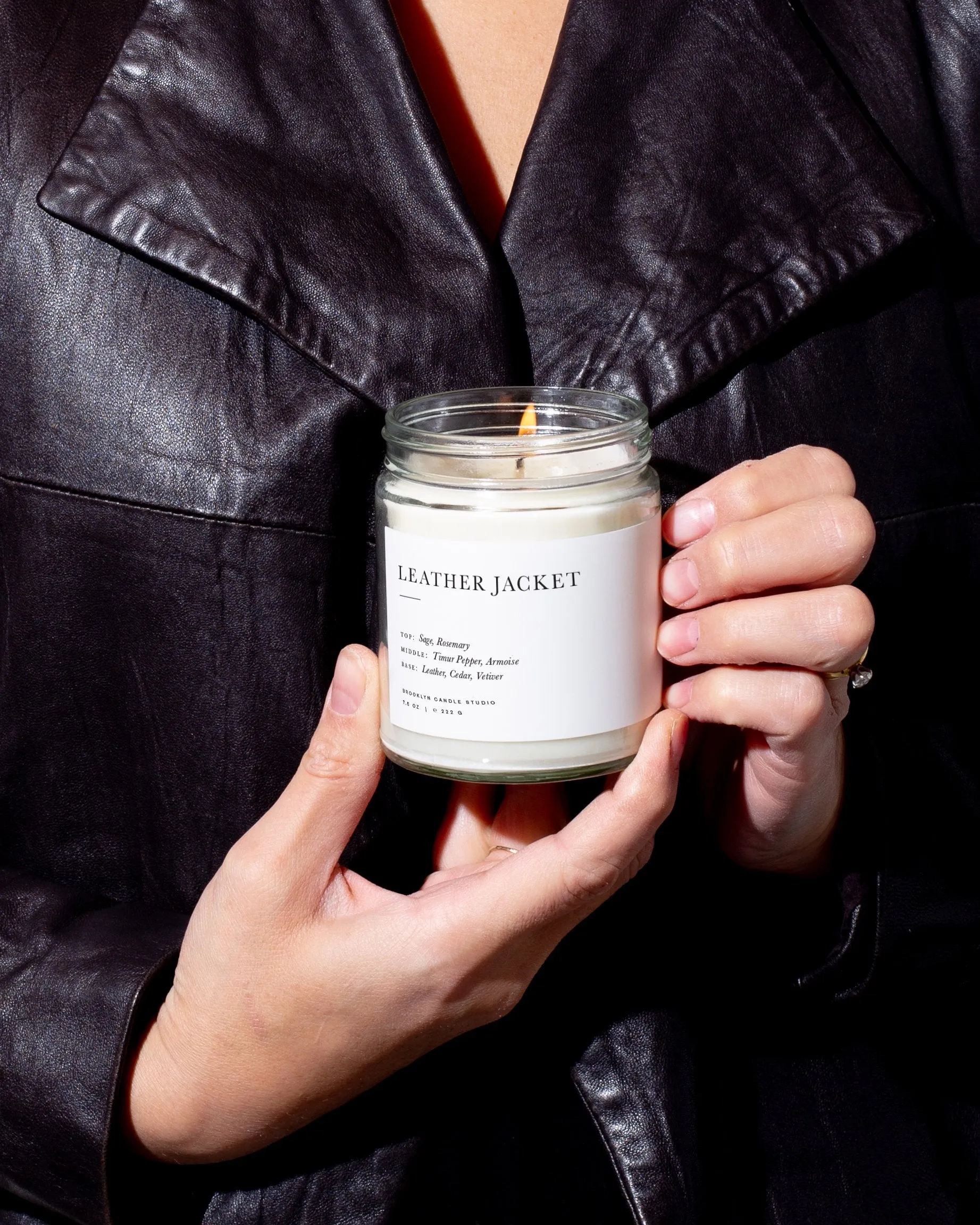 Leather Jacket Minimalist Scented Candle