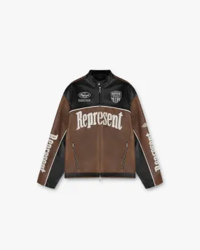 Leather Motor Jacket - Vintage Brown Black