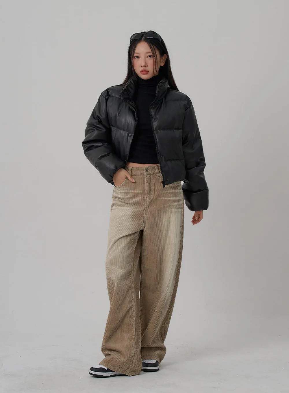 Light Washing Corduroy Wide Pants Unisex CN02