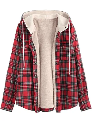 Lined Flannel Jacket Hoodie